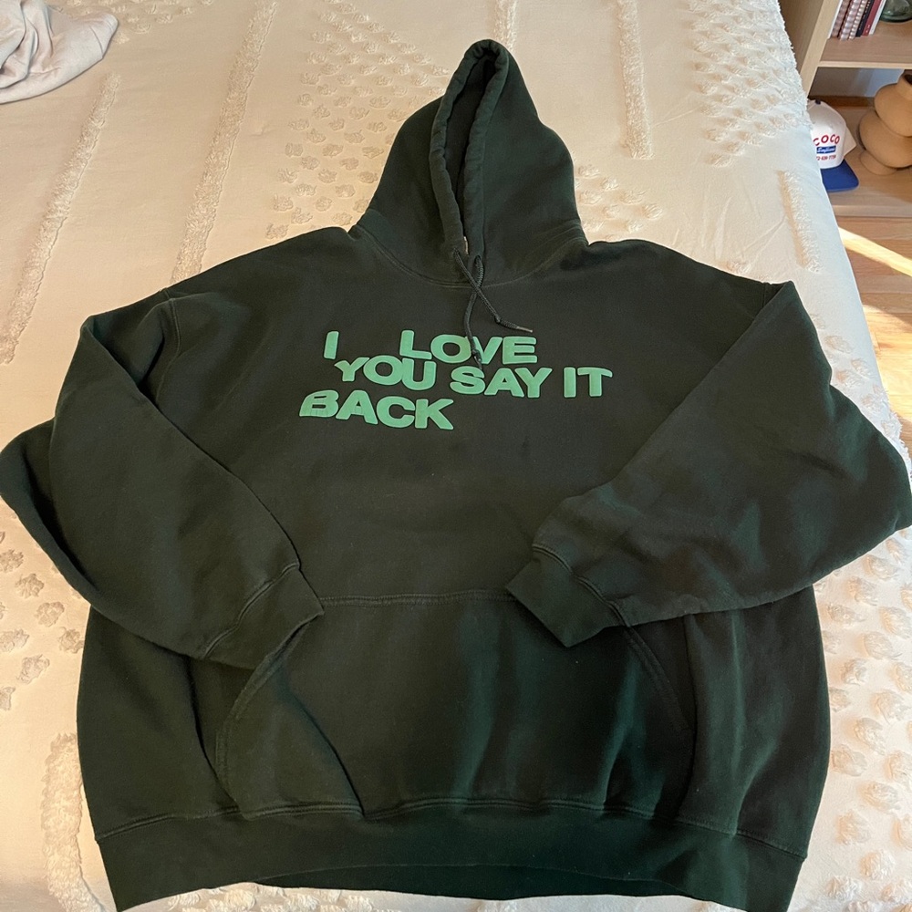 LONELY GHOST Dark Green Hoodie with Logo
